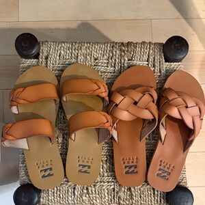 Billabong Women's Cognac Tan Braided & Double-Strap Slide Sandals